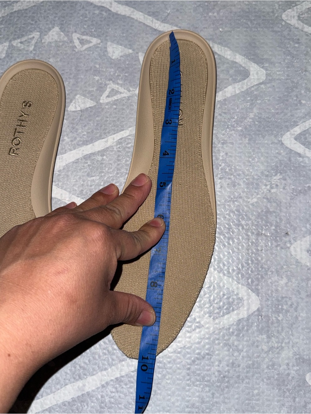 Rothy's Cream Knit Ballet Flats with Blue Trim - Picture 5 of 5